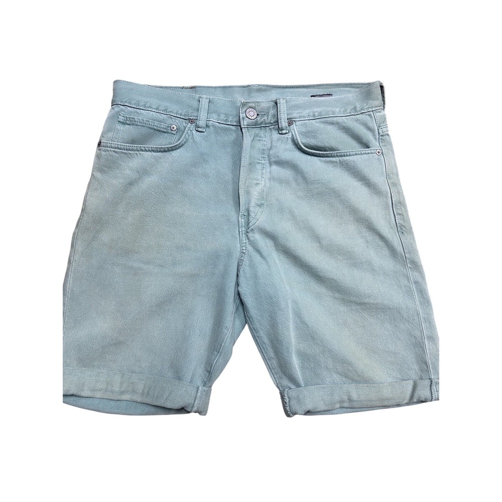 Men's Green Denim Shorts Sz 32 - Ampersand Denim "&"‎ - Cuffed - Slim
